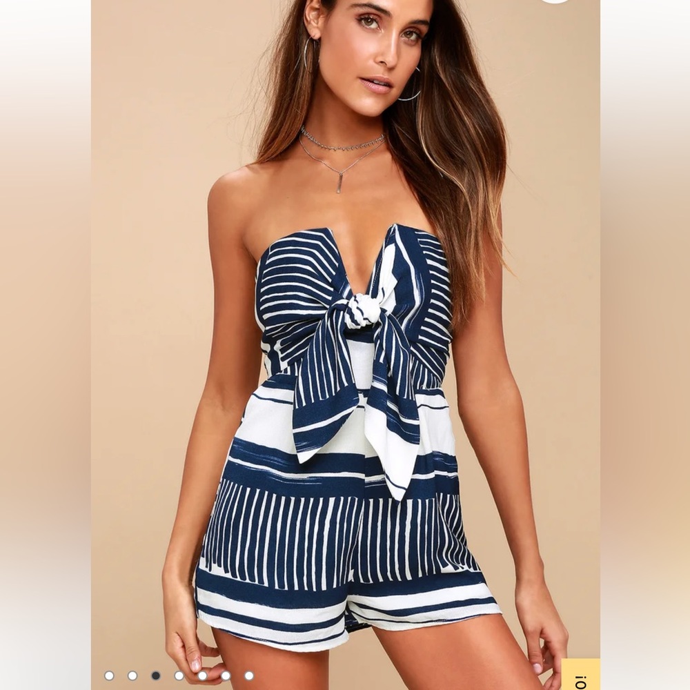 Lulus Tie-Front Strapless Romper